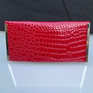 Sexy little red alligator (faux) clutch Harley Quinn chic
